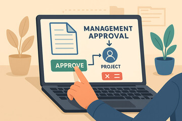 Corporate approval workflow with online project confirmation document signing management strategy and office work efficiency