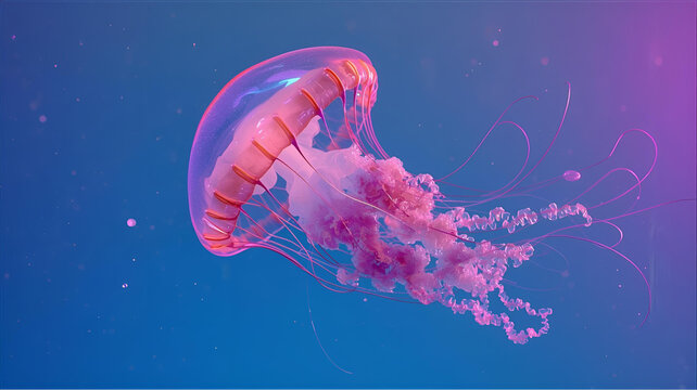 Crystal Jellyfish in Neon Ocean - Powered by Adobe
