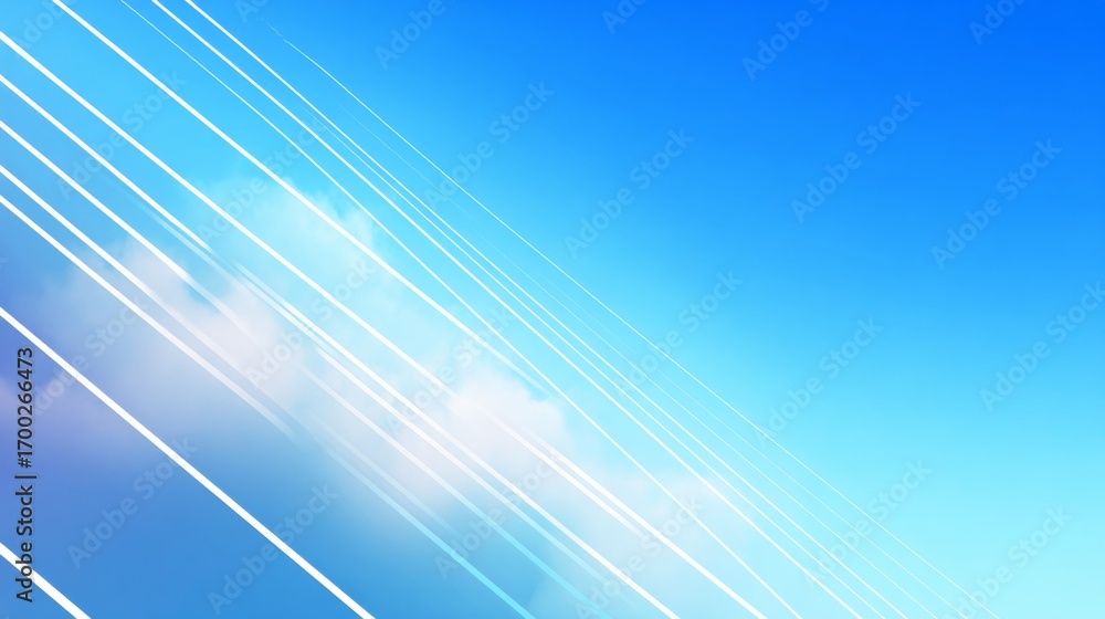 Aufkleber clean and minimalist blue sky with soft pastel clouds and diagonal lines for elegant background desi