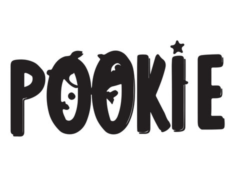 pookie typography in silhouette