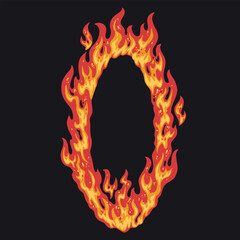 Vibrant flames create the shape of the number zero