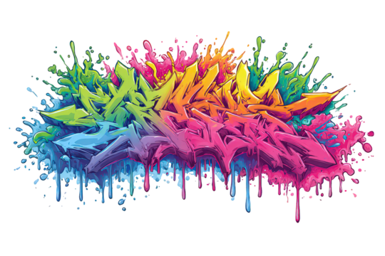 Abstract Graffiti Art with Colorful Splashes - Powered by Adobe