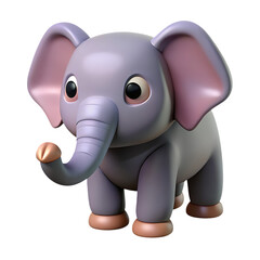 Obraz premium Cute cartoon baby elephant with big ears and wide eyes