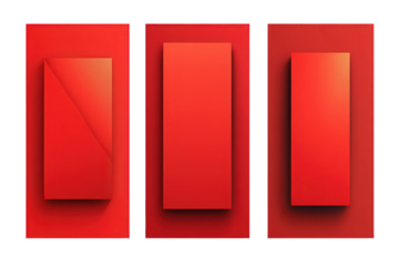 Three Red Geometric Shapes on Black Background