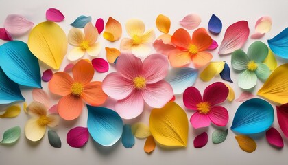 Colorful Petals Arranged Artistically On A Light Background Celebrating Spring With Spring Fling Theme