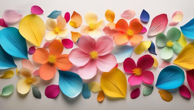 Colorful Petals Arranged Artistically On A Light Background Celebrating Spring With Spring Fling Theme