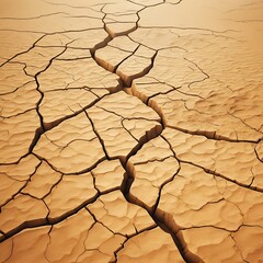 Cracked dry earth surface with deep fissures creating a textured abstract pattern