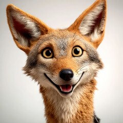Fototapeta premium Cute portrait of a jackal in 3D style on a white background