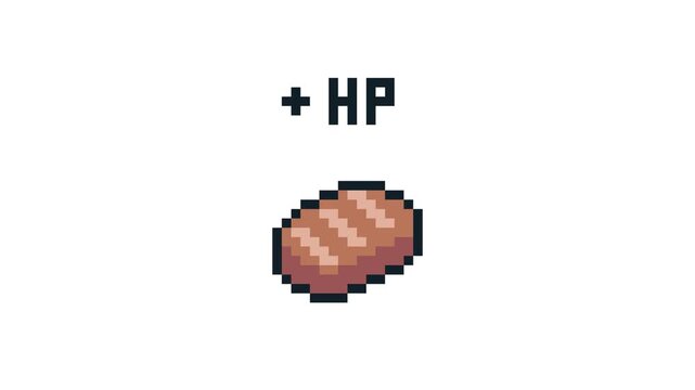 8-bit pixel art bread loaf +HP icon looped animation 4k 30fps