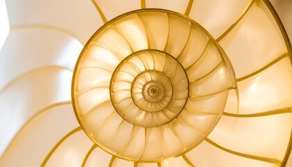 Obraz premium Close-up spiral shell. Golden hues