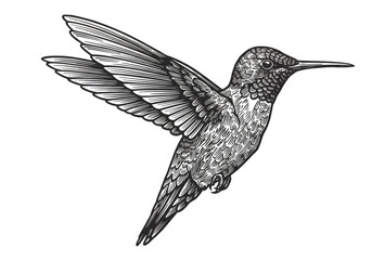 Fototapeta premium Illustration Of A Hummingbird In Flight Silhouette On Transparent Background