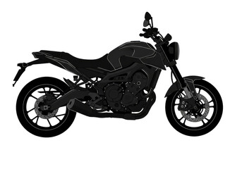 Obraz premium A modern motorcycle in profile view, illustrated in silhouette. 