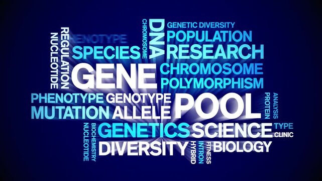 Gene Pool animated word cloud-text design animation tag kinetic typography seamless loop.