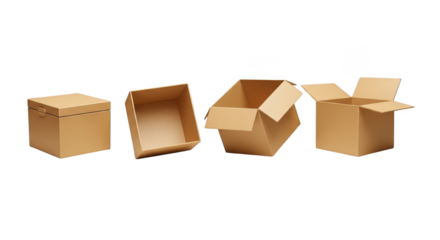 Boxes transitioning from closed to fully open