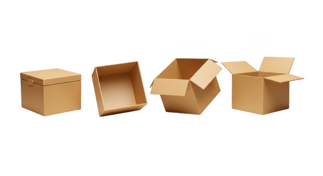 Boxes transitioning from closed to fully open