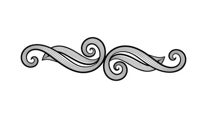 Fototapeta premium Elegant Black Ornate Swirls Design Element, Decorative Flourish divider, Vector Illustration