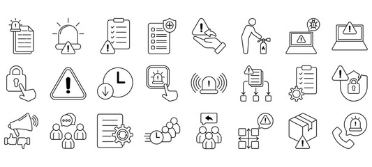 Set of Incident Management Icons or symbols Vector fully editable file.