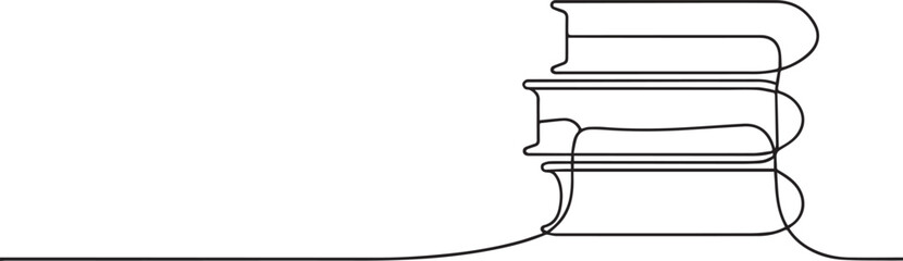 stack of books one continuous line art, Vector illustration, One line art, Line art graphic style.