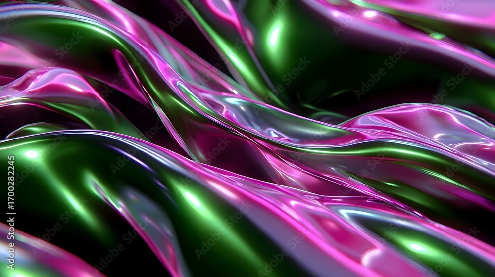 Aufkleber captivating abstract image featuring a dynamic, undulating gradient of vivid green and vibrant pink 