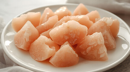 Fresh Grapefruit Segments on White Plate for Healthy Living