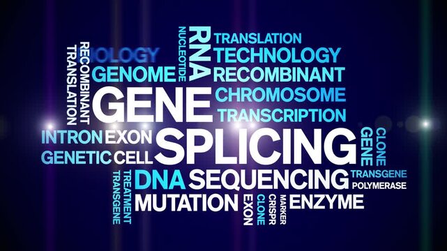 Gene Splicing animated word cloud-text design animation tag kinetic typography seamless loop.