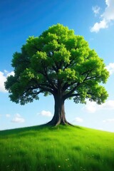 Fototapeta premium A well-established business, symbolized by a robust oak tree reaching towards the sky, representing longevity, stability, and enduring success in the marketplace , mature, stability