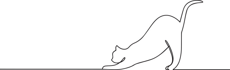 Cat in continuous one continuous line art, Vector illustration, One line art, Line art graphic style.