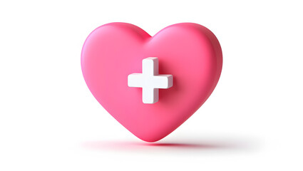 Obraz premium Pink heart symbolizing health and care with a white medical cross emblem