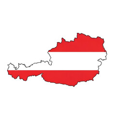 Obraz premium Flat Vector Map of Austria with National Flag High Definition Isolated Design