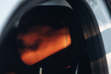 Comfort leather passenger seat headrest in modern sport car