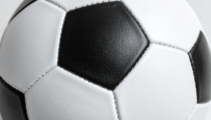 Classic black-and-white soccer ball close-up—stitched pentagons and hexagons evoke tradition, sport, and symbolic unity in globally recognized athletic design.