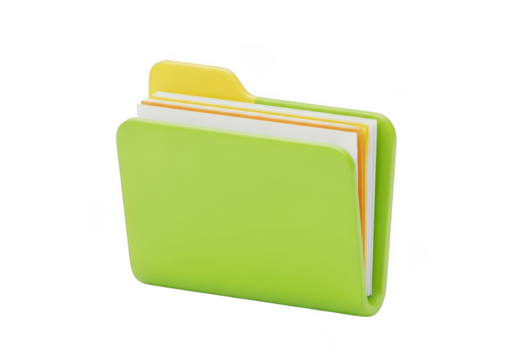 Green folder with tabs isolated on transparent background