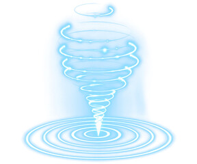 Swirling Blue Energy Vortex Symbol with Concentric Circles Isolated on a transparent background