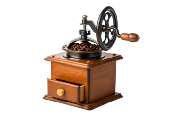 Antique Wooden Coffee Grinder Vintage Coffee Bean Mill for Home Brewing