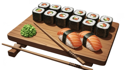 Mouthwatering sushi platter nigiri and maki delight