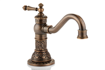 Antique-style brass faucet with ornate detailing, evoking vintage charm and classic elegance in home decor