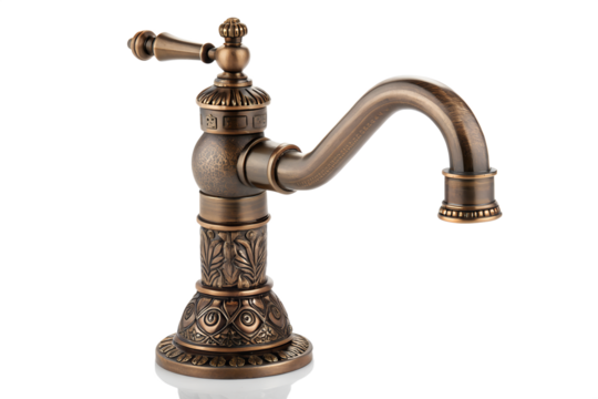 Antique-style brass faucet with ornate detailing, evoking vintage charm and classic elegance in home decor