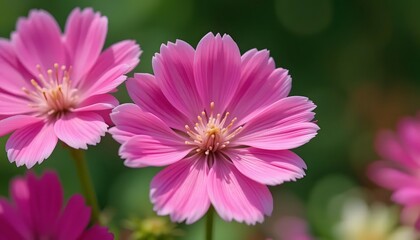Close-Up of Three Vibrant Pink Dianthus Blossoms – Macro Flower Photography