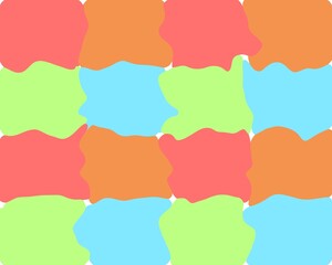 Abstract pattern of vibrant, irregular, pastel-colored shapes forming a grid