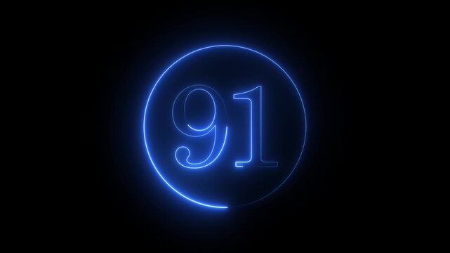 A striking blue neon countdown timer displays the number 91 inside a glowing circle against a dark backdrop, perfect for adding a modern and Technavio touch to videos.