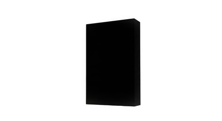 A solid black rectangular prism, isolated on a transparent background