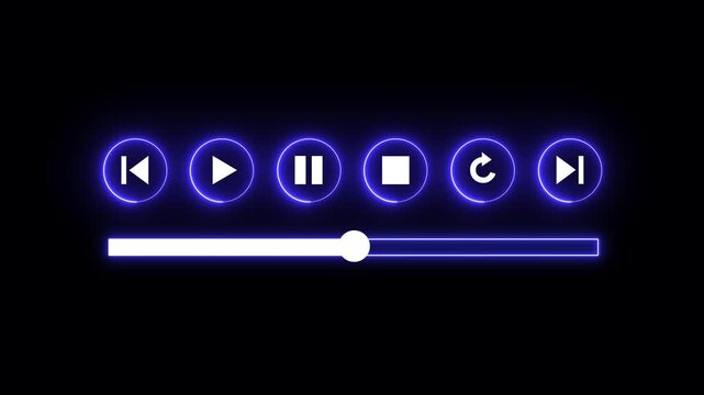 music play bar or music loading bar icon animation. play pause icon. social media timeline bar on black screen, music scroll bar animation. animation music audio player. timeline player loading line.