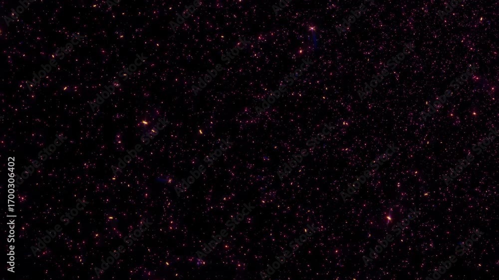 Poster abstract animation loop glow pink stars particles flow down on black background. 4k 3d seamless loop