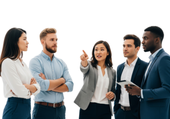 Business Team in Discussion with Tablet and Gestures in Collaborative Setting