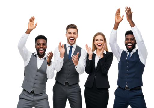 Business Team Celebrating Success with Applause in Corporate Setting