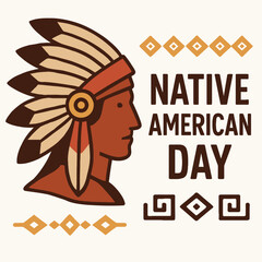 Native American Day Flat Vector Illustration with Tribal Icon