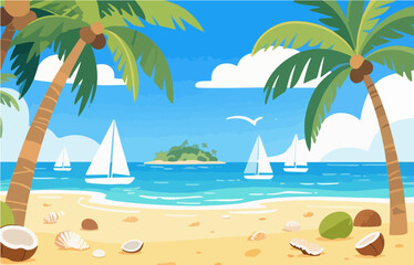Graphic illustration style, landscape image, vector image	