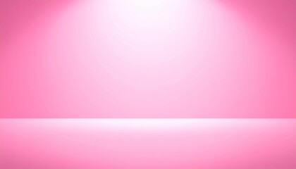 Fototapeta premium Smooth pink gradient background transitioning from darker base to lighter top—glossy surface and central spotlight evoke minimal elegance, softness, and modern visual serenity.