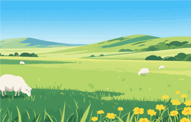 Graphic illustration style, landscape image, vector image	