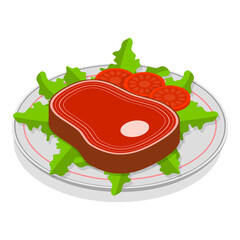 3D Isometric Flat  Illustration of Healthy Plate. Item 4